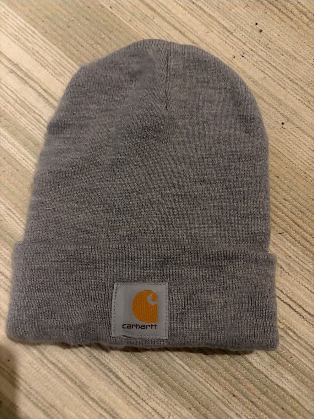 Carhartt Gray Folded Cuff Beanie with Carhartt Patch